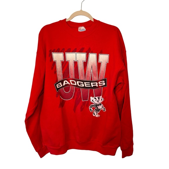 Hanes Other - Vintage University of WISCONSIN Badgers 90s Big Print Logo Sweatshirt XL